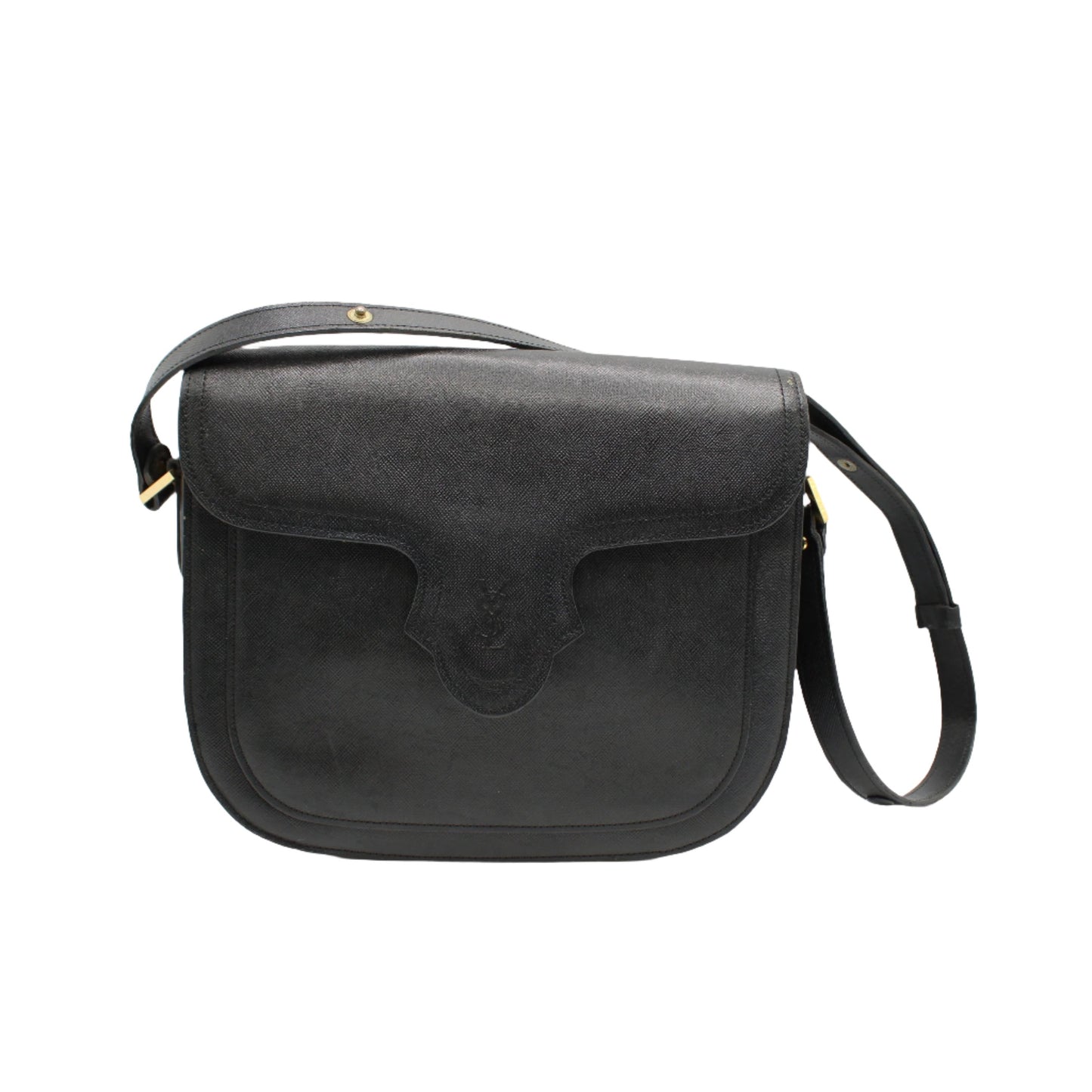 Yves Saint Laurent Black Leather Logo-Embossed Crossbody Bag