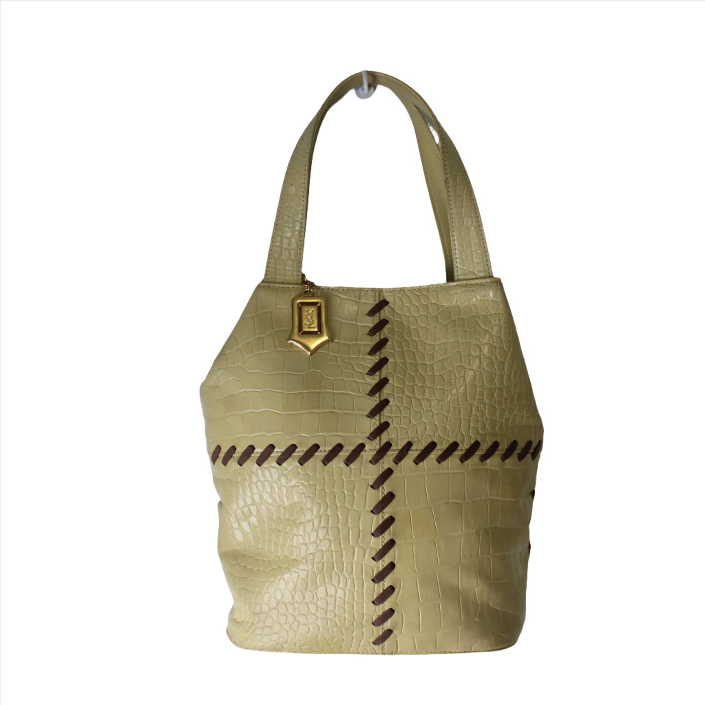 Yves Saint Laurent Yellow Crocodile Print Leather Tote Bag