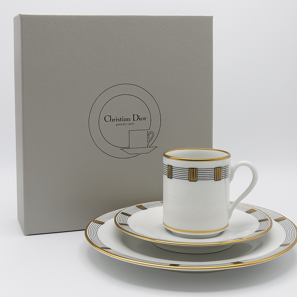 Christian Dior Godron Gaudron Demitasse Porcelain Set Christian Dior Godron Gaudron Demitasse Porcelain Set