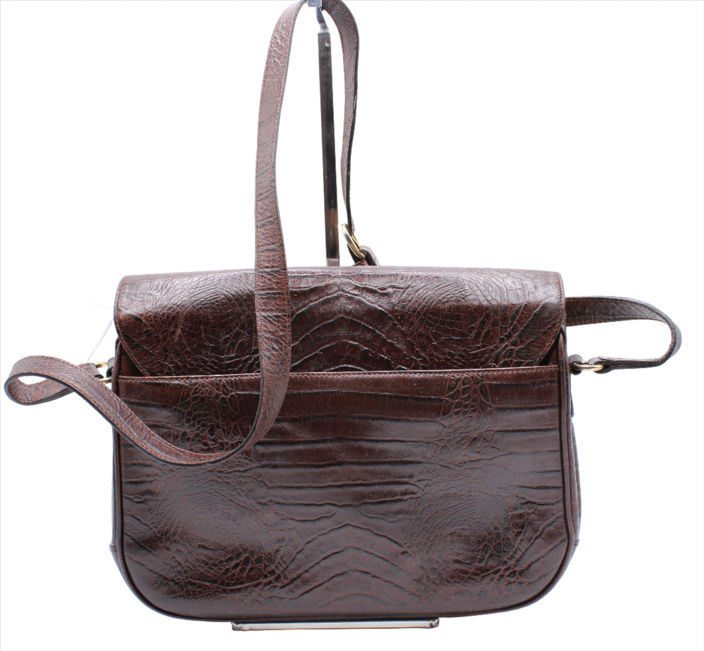 Valentino Garavani Crocodile Embossed Brown VSLING Leather Crossbody Bag back view