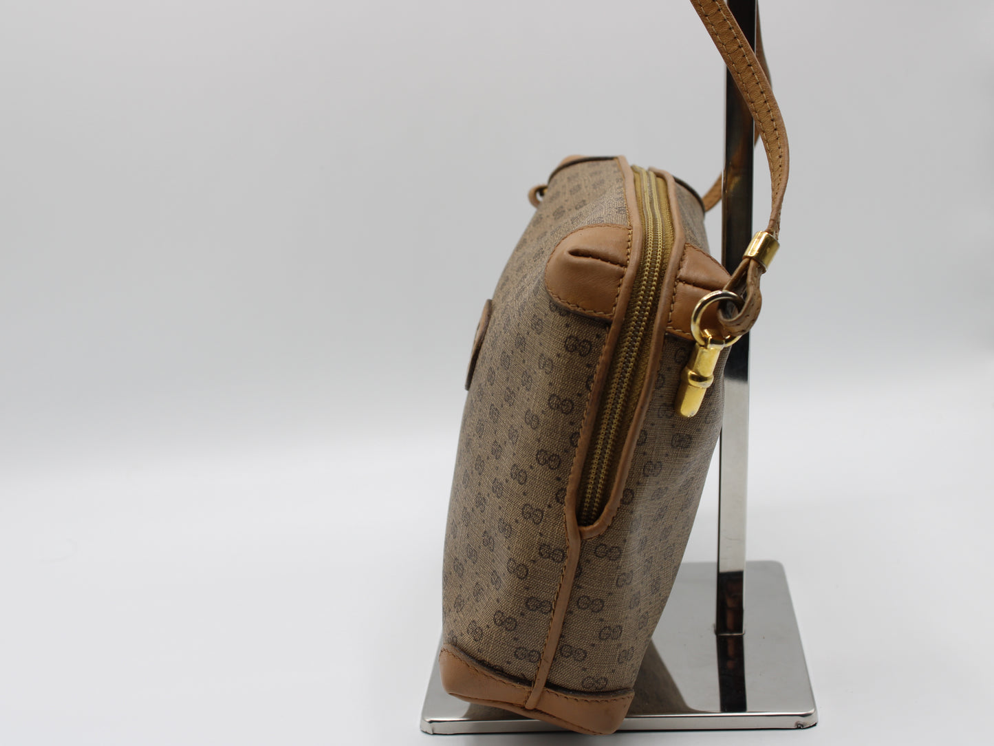 Gucci Bag Micro Bree GG Canvas Crossbody Gold Accents Vintage