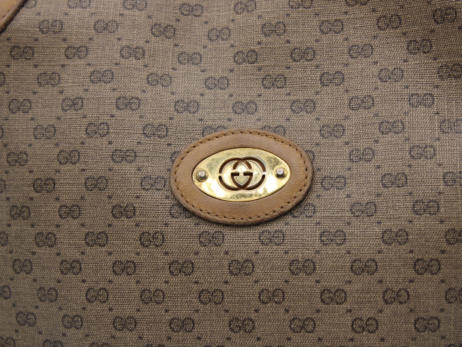 Gucci Micro Bree GG Canvas Crossbody Bag  Gold Logo