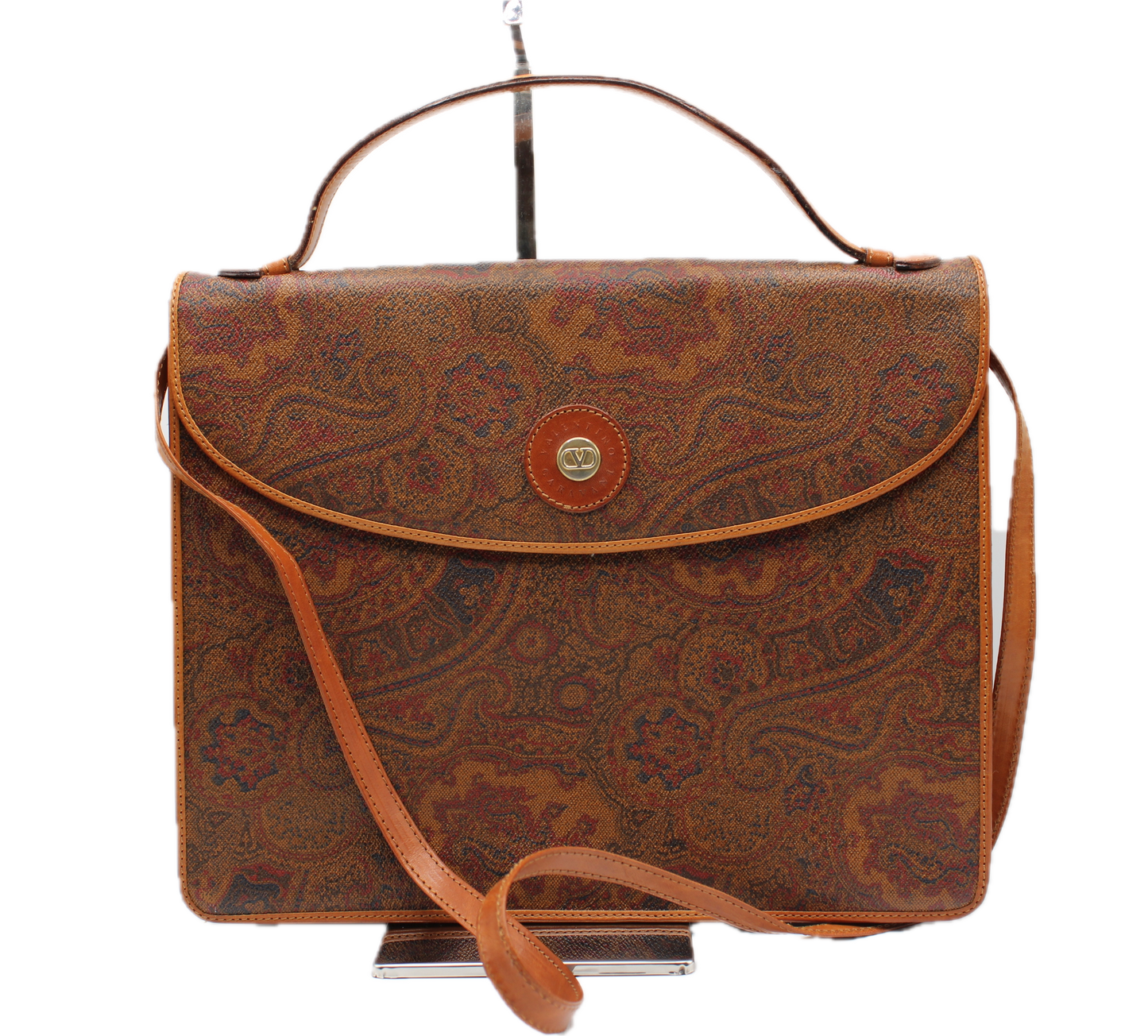 Valentino Garavani Paisley Pattern Leather Handle Crossbody Bag