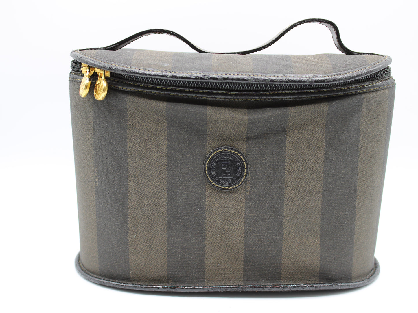 Fendi Pequin Pattern Cosmetic Case Vintage