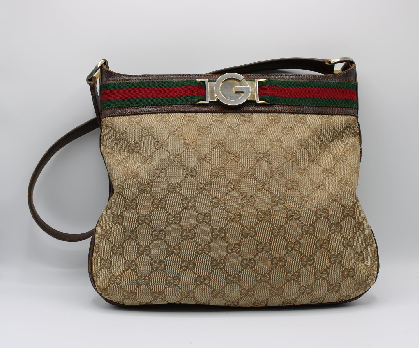 Gucci Bag Ophidia Hobo GG Brown Canvas Charm Vintage