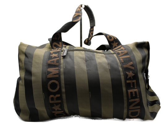 Fendi ROMA 1925 Pequin Striped Travel Duffle Bag Large Vintage front view