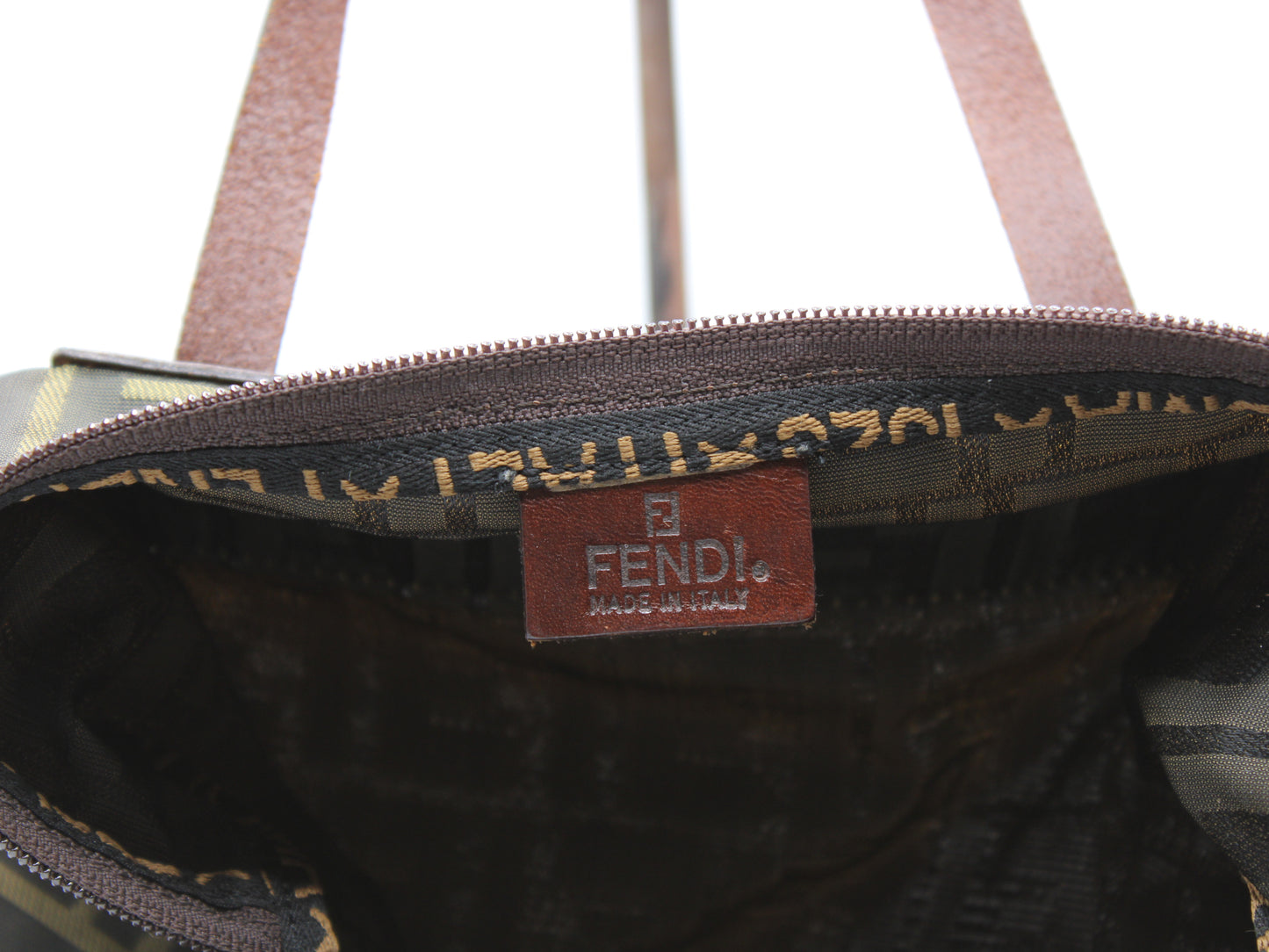 Fendi Bag FF Zucca Patterned Canvas Fold-Over Tote Brown Vintage