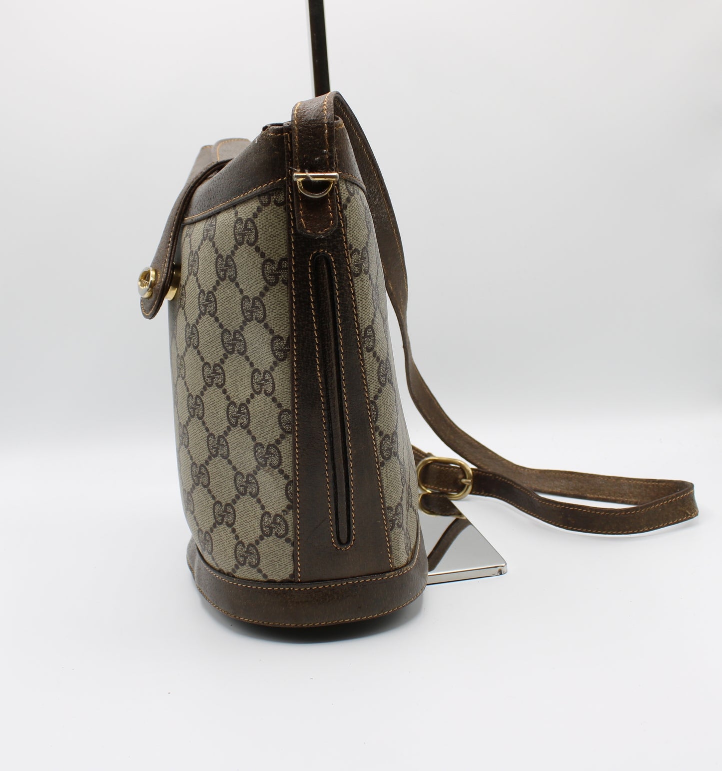 Gucci Ophidia Bag Mini Bucket Brown Leather Canvas Vintage