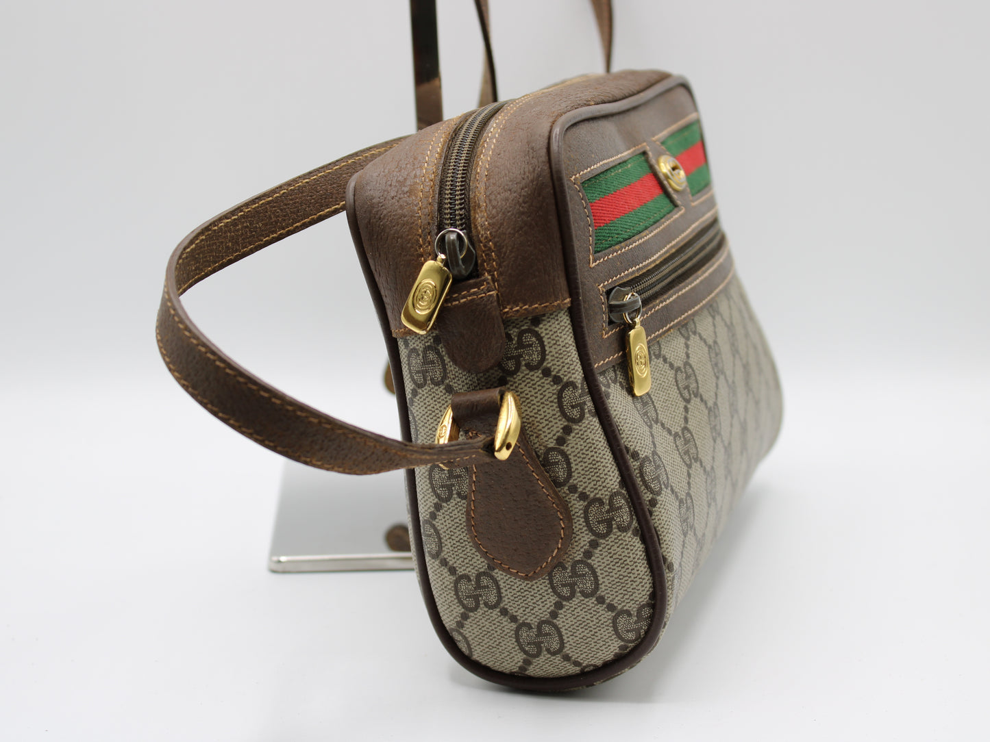 Gucci Ophidia GG Web Sherry Line Pattern Canvas Crossbody Bag Vintage