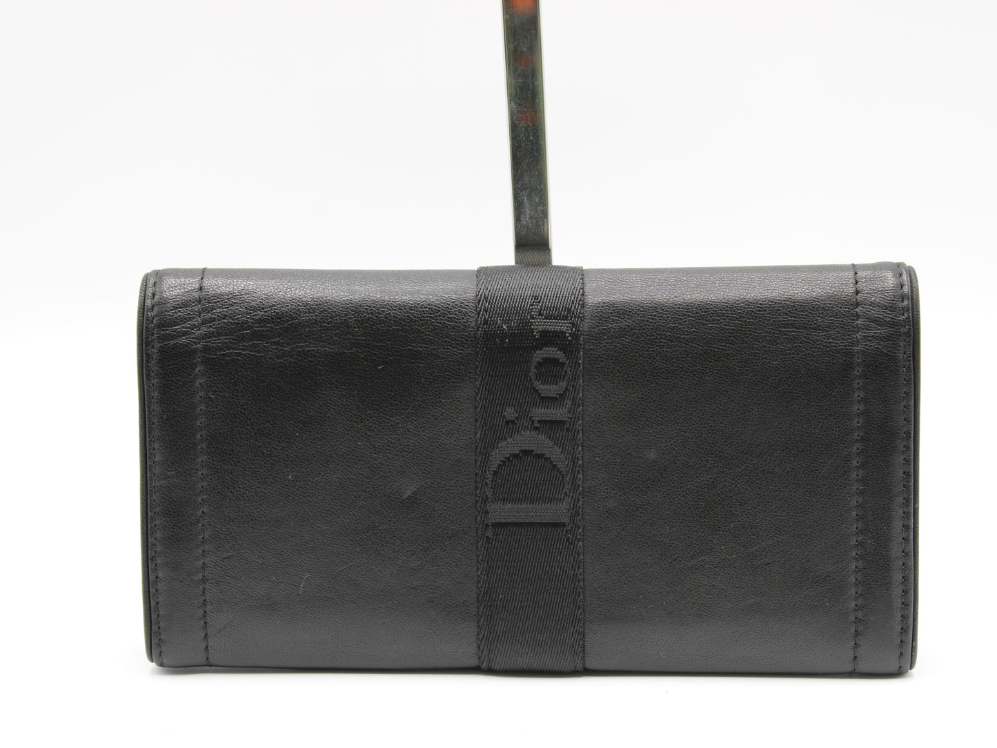 Christian Dior Black Leather Continental Wallet Classic Logo Vintage