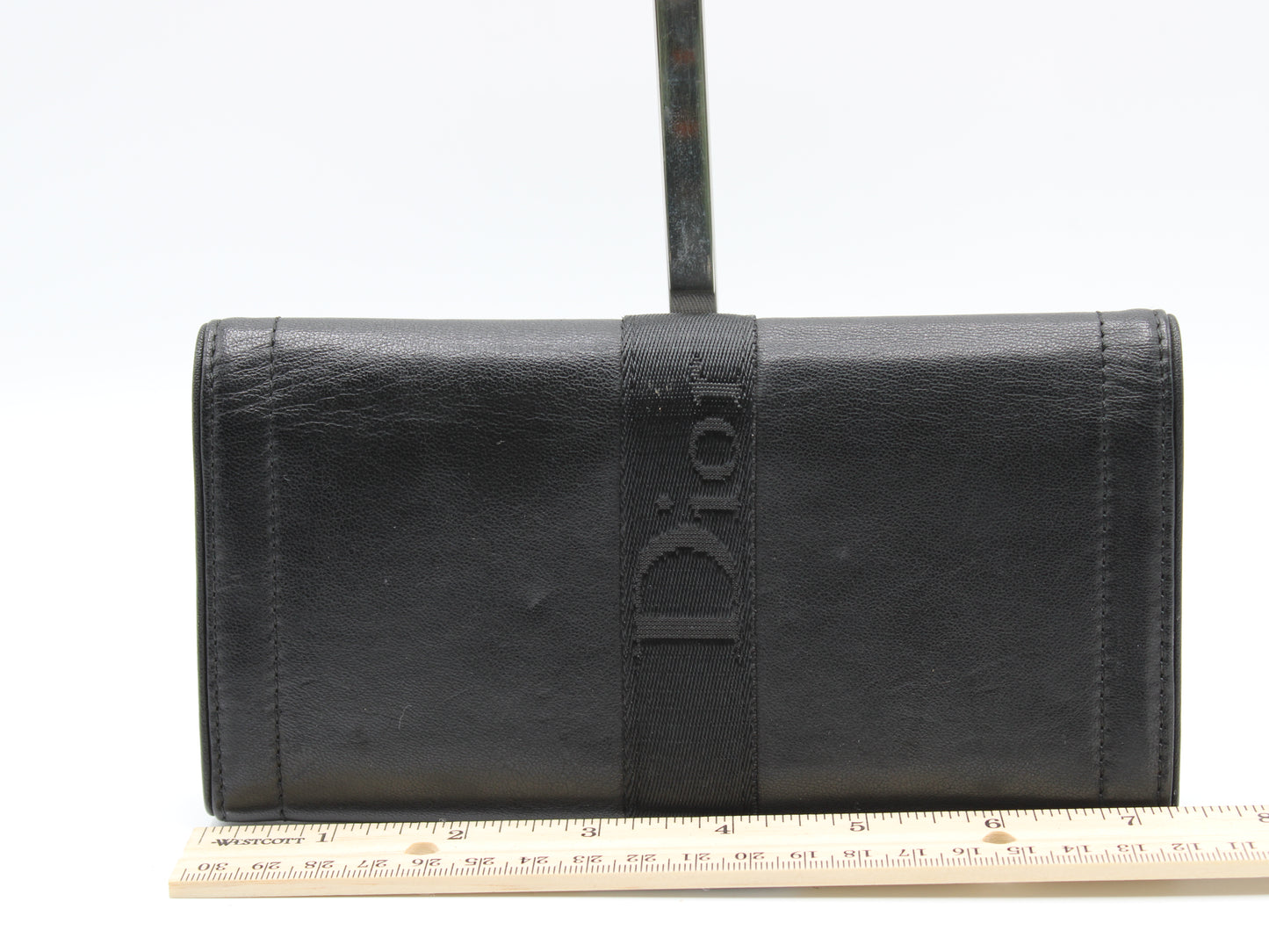 Christian Dior Black Leather Continental Wallet Classic Logo Vintage