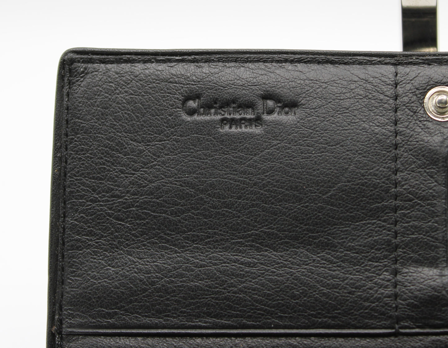 Christian Dior Black Leather Continental Wallet Classic Logo Vintage