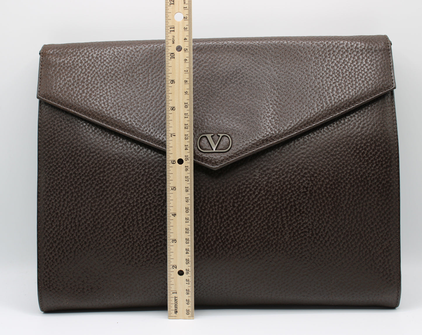 Valentino Garavani Brown Leather Document Case Fold-Over Vintage