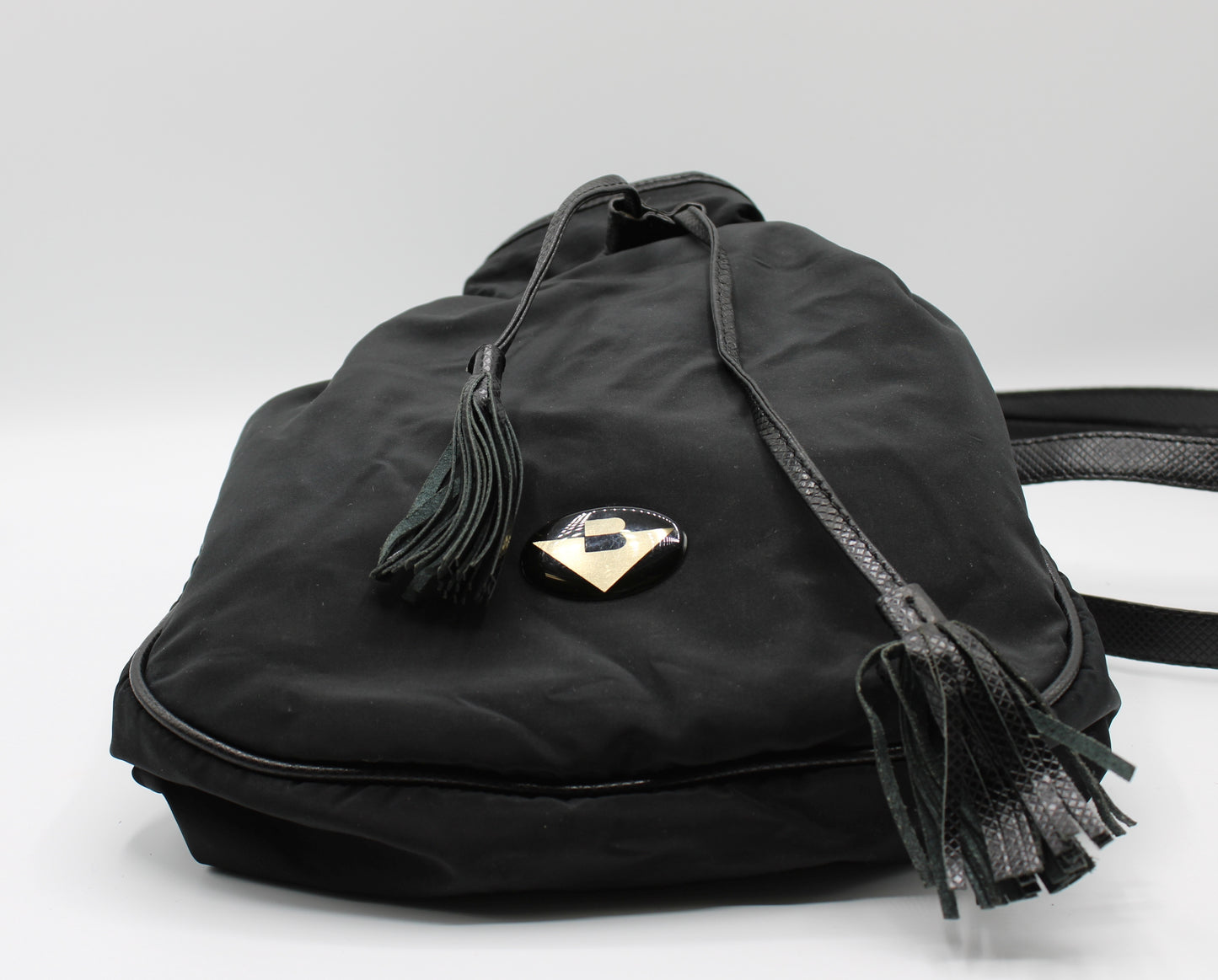 Bottega Veneta Black Leather Drawstring Tote Bag