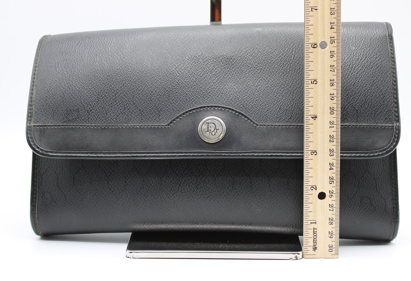 Christian Dior Clutch Black Trotter Leather Pattern Vintage