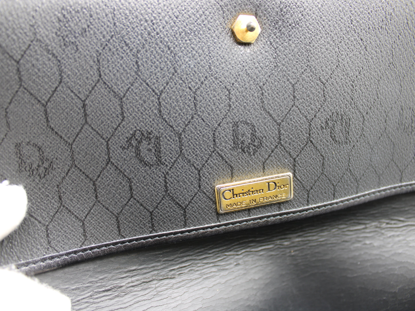 Christian Dior Clutch Black Trotter Leather Pattern Vintage