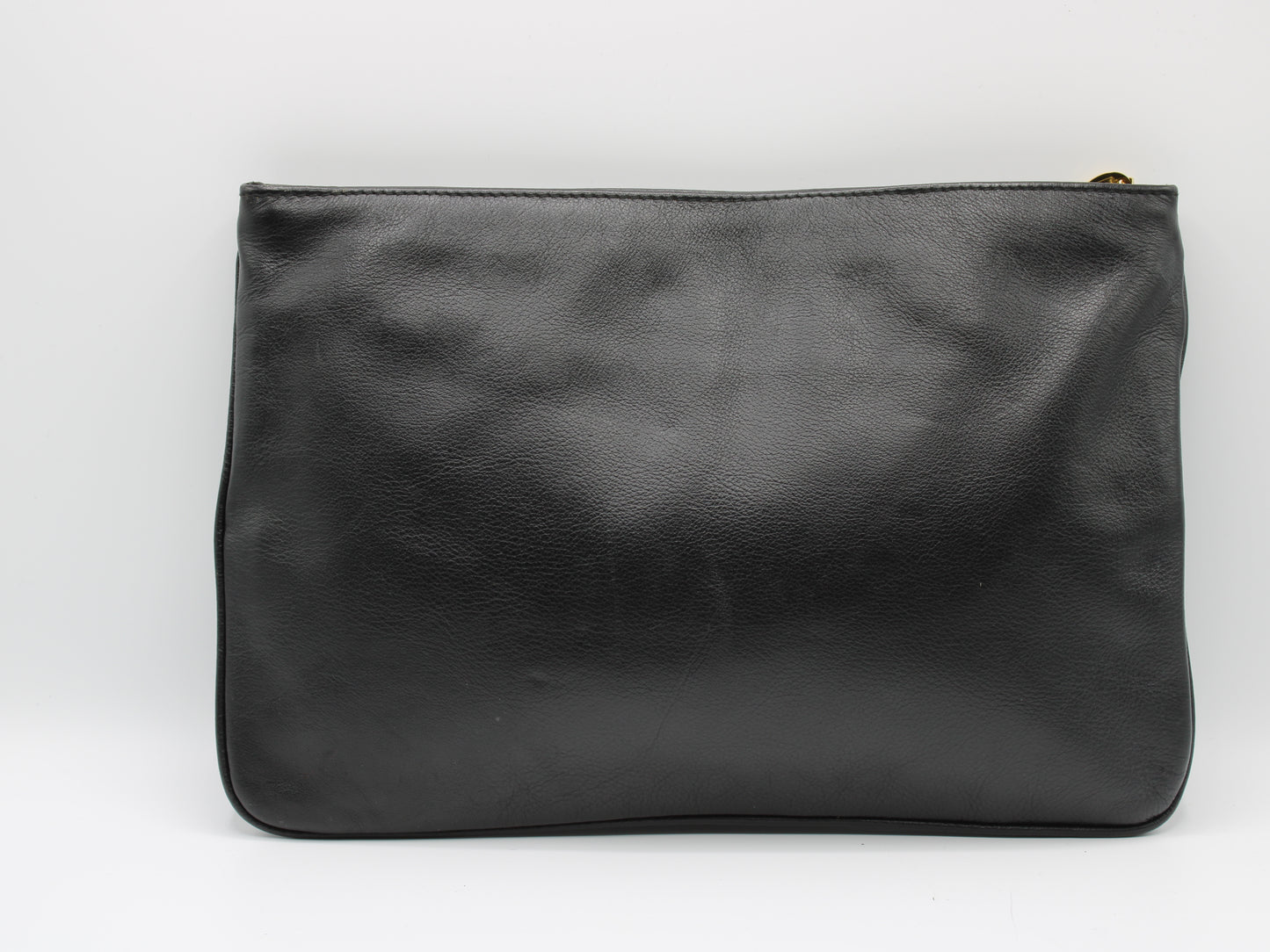 Christian Dior Clutch Bag Black Leather Ruched Design Vintage