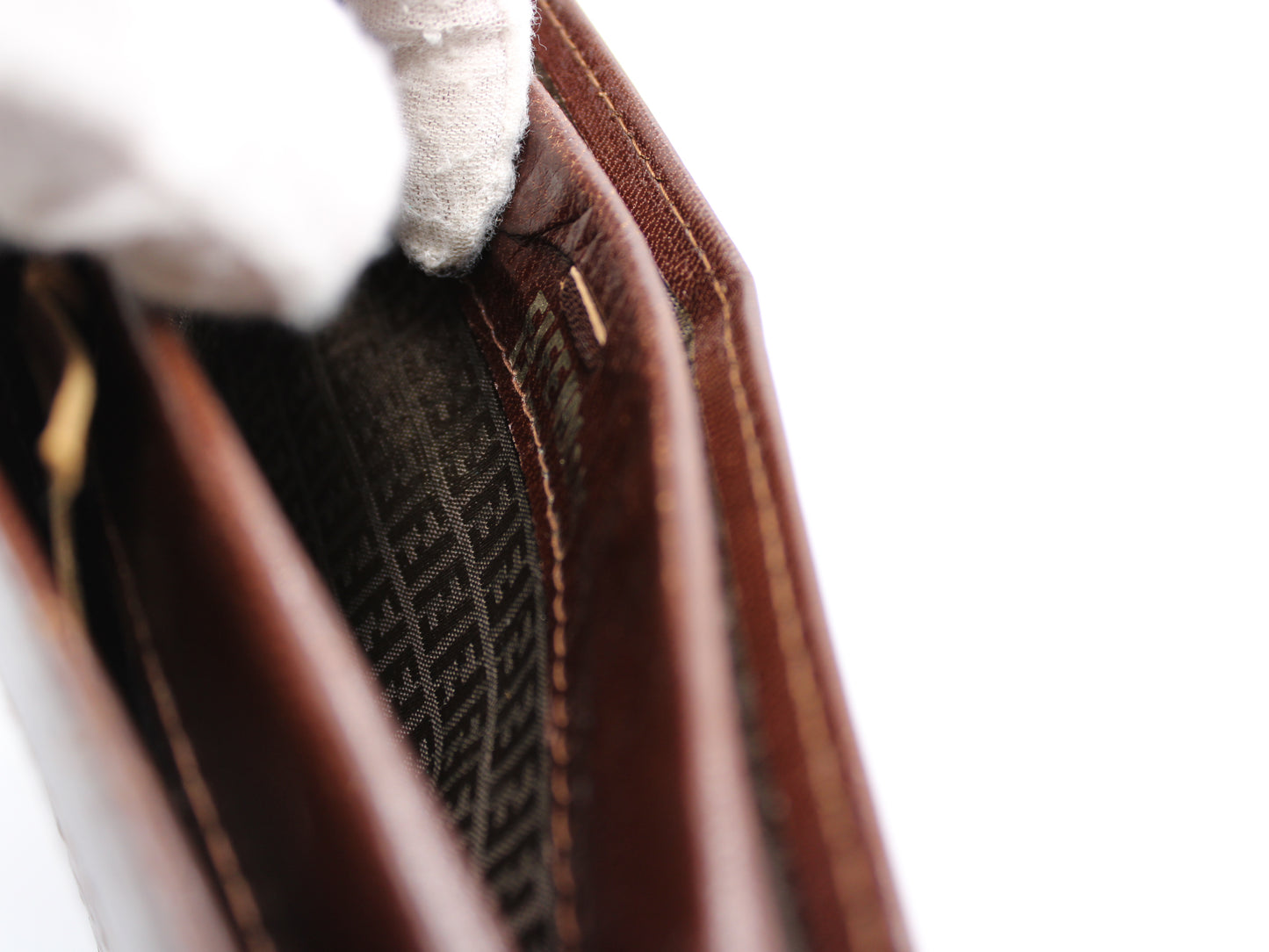 Fendi Woven Brown Leather Framed Bag Vintage