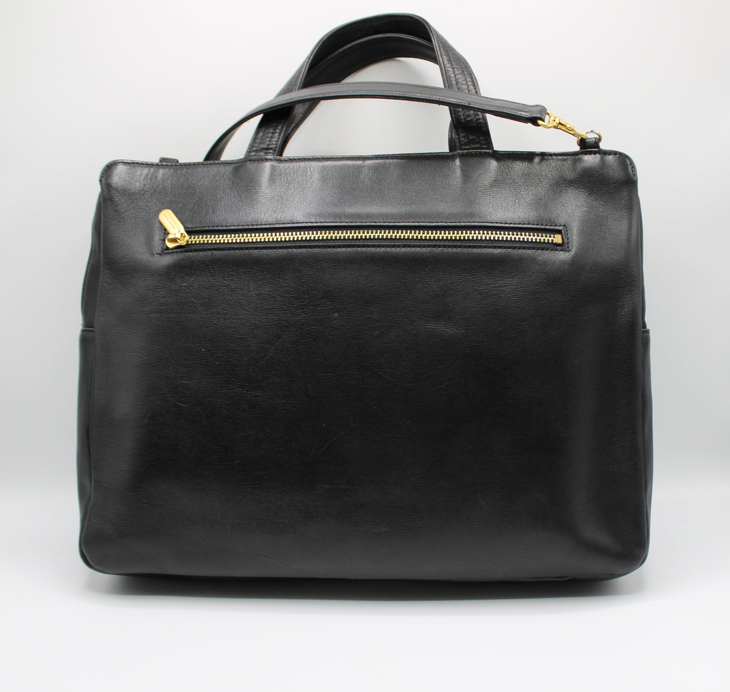 Valentino Garavani Black Leather Wall Street  Classic Briefcase Bag