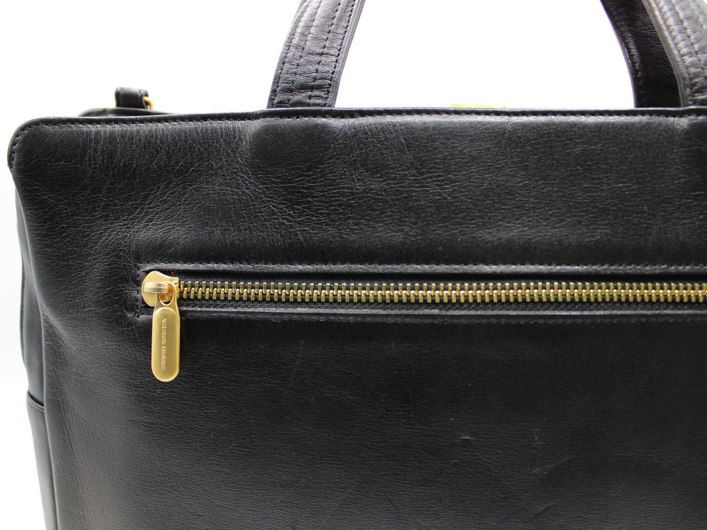 Valentino Garavani Black Leather Wall Street  Classic Briefcase Bag