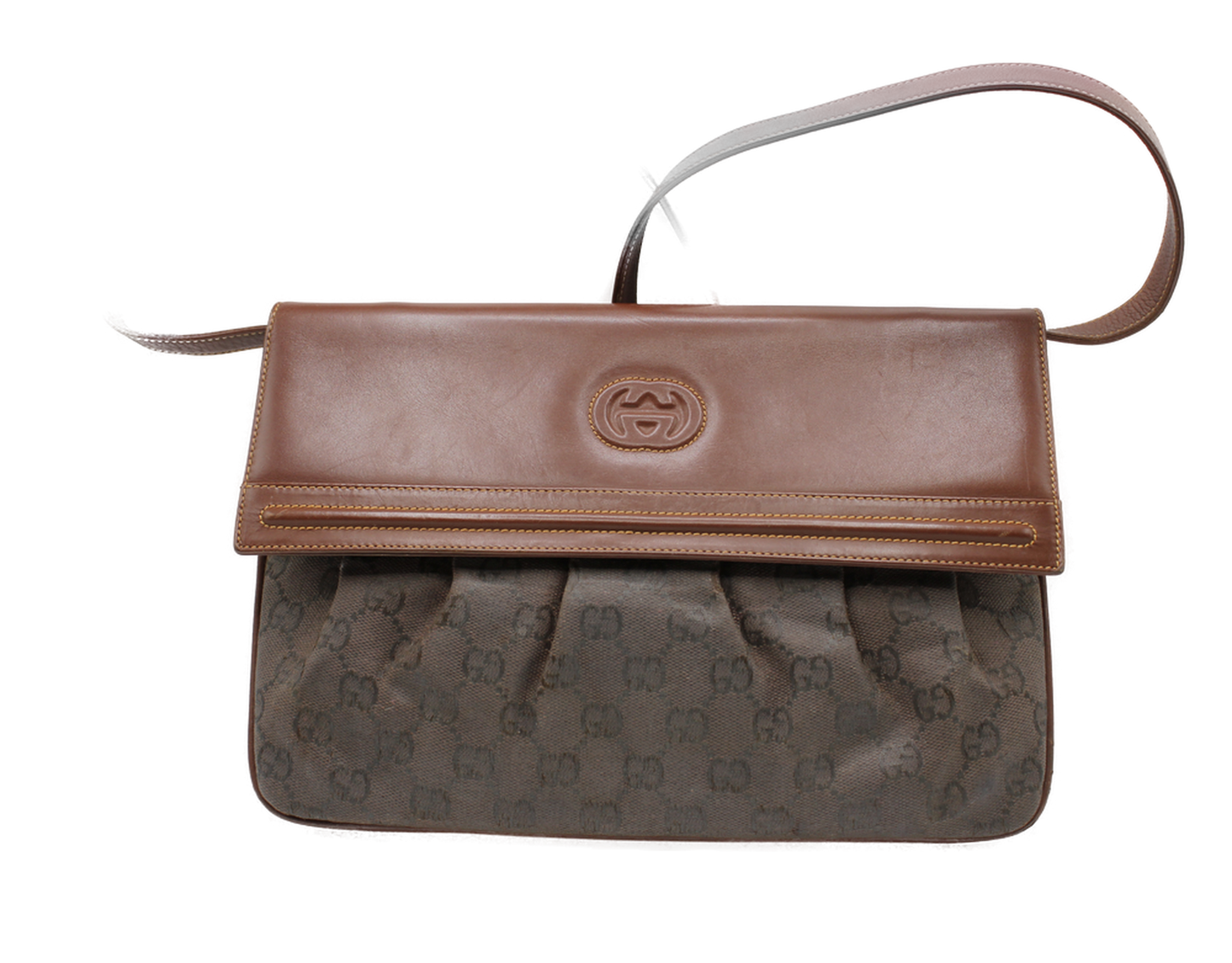 Gucci Bag Brown GG Canvas Leather Crossbody Vintage