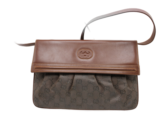 Gucci Bag Brown GG Canvas Leather Crossbody Vintage