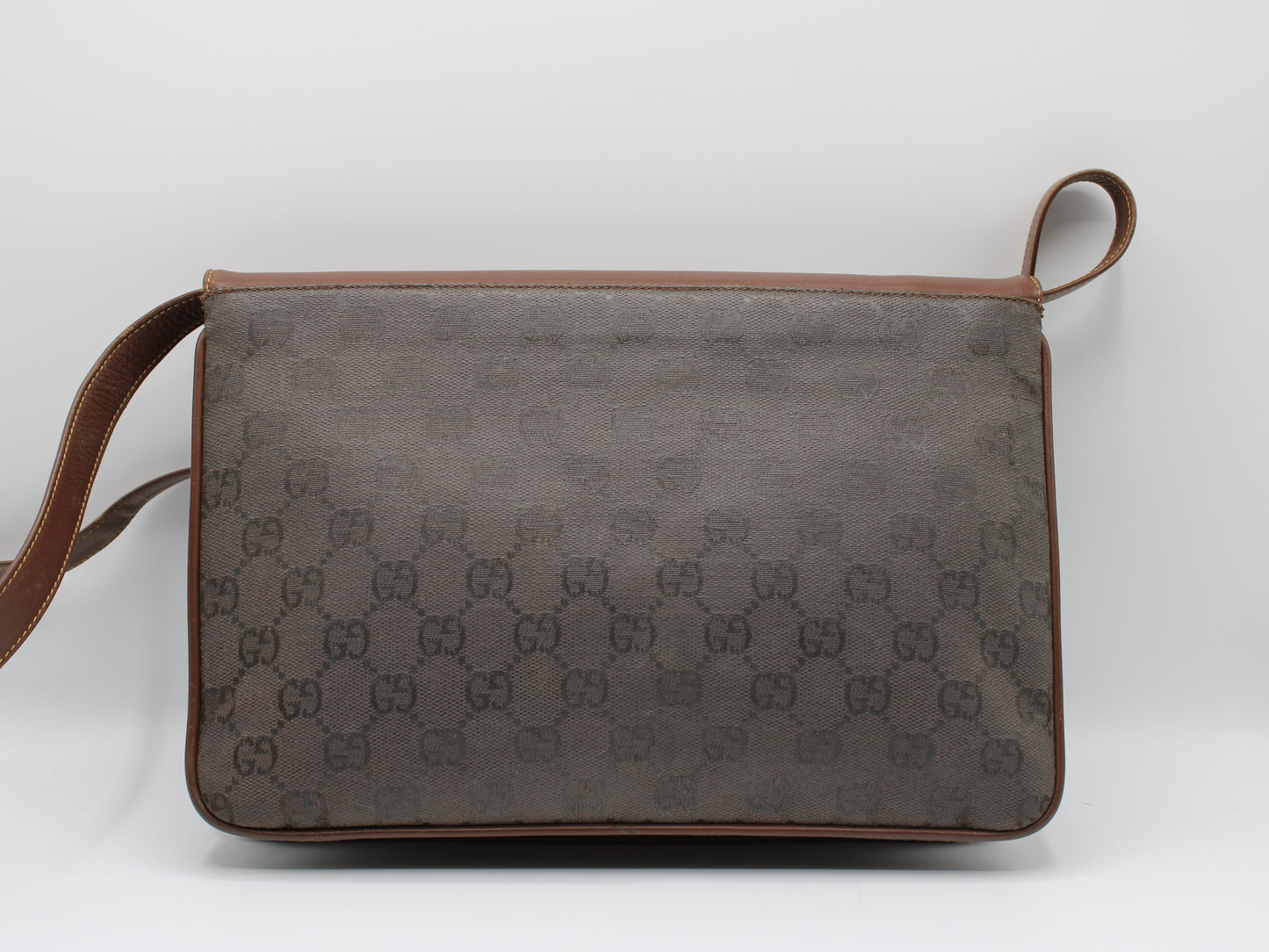 Gucci Bag Brown GG Canvas Leather Crossbody Vintage