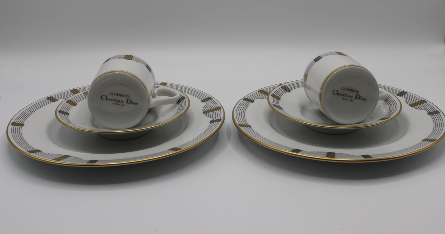 Christian Dior Godron Demitasse Porcelain Cup Plate Set