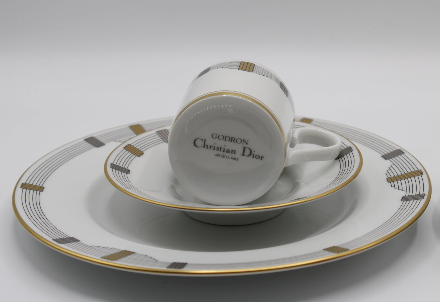 Christian Dior Godron Demitasse Porcelain Cup Plate Set