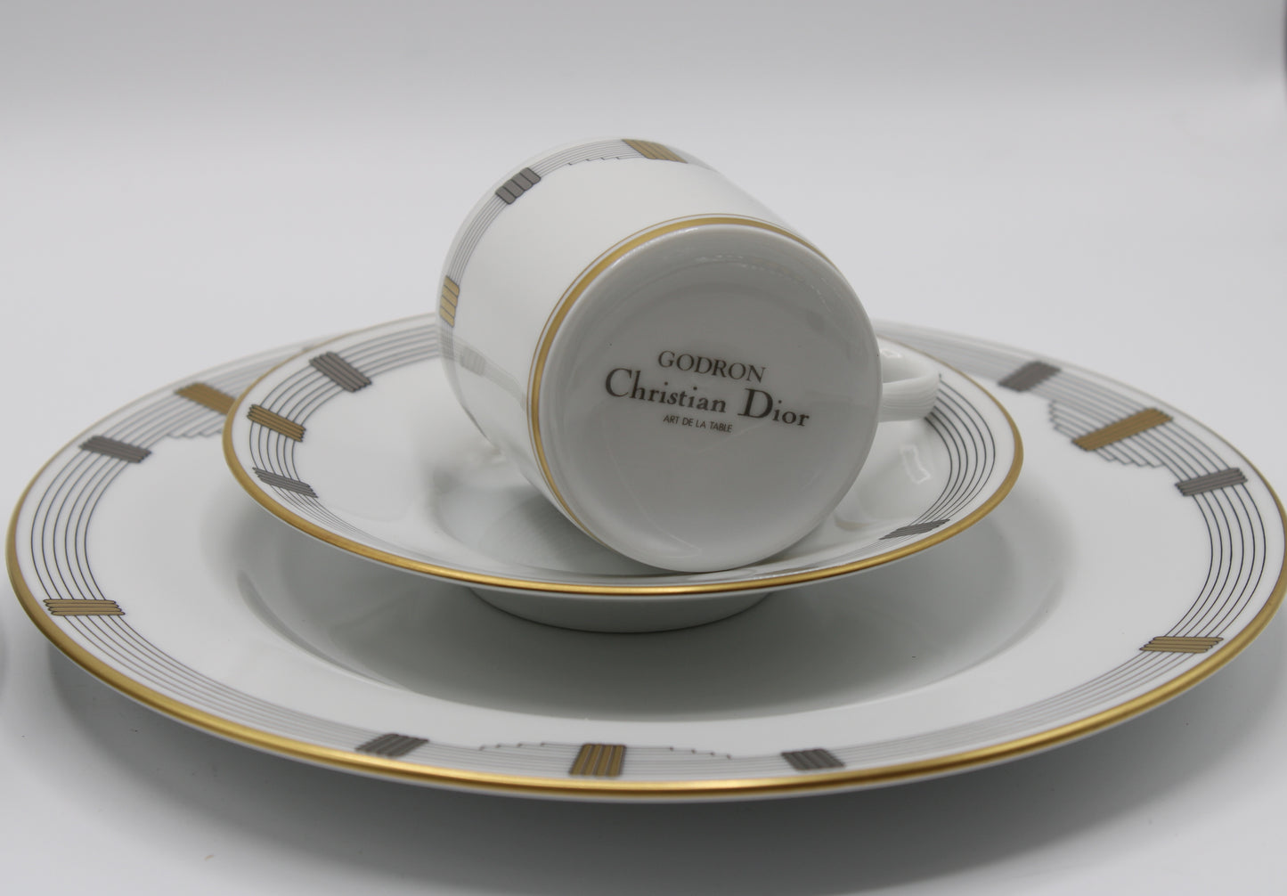 Christian Dior Godron Demitasse Porcelain Cup Plate Set