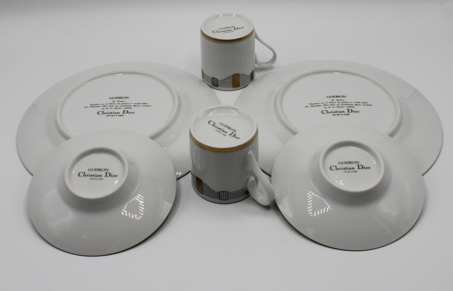 Christian Dior Godron Demitasse Porcelain Cup Plate Set