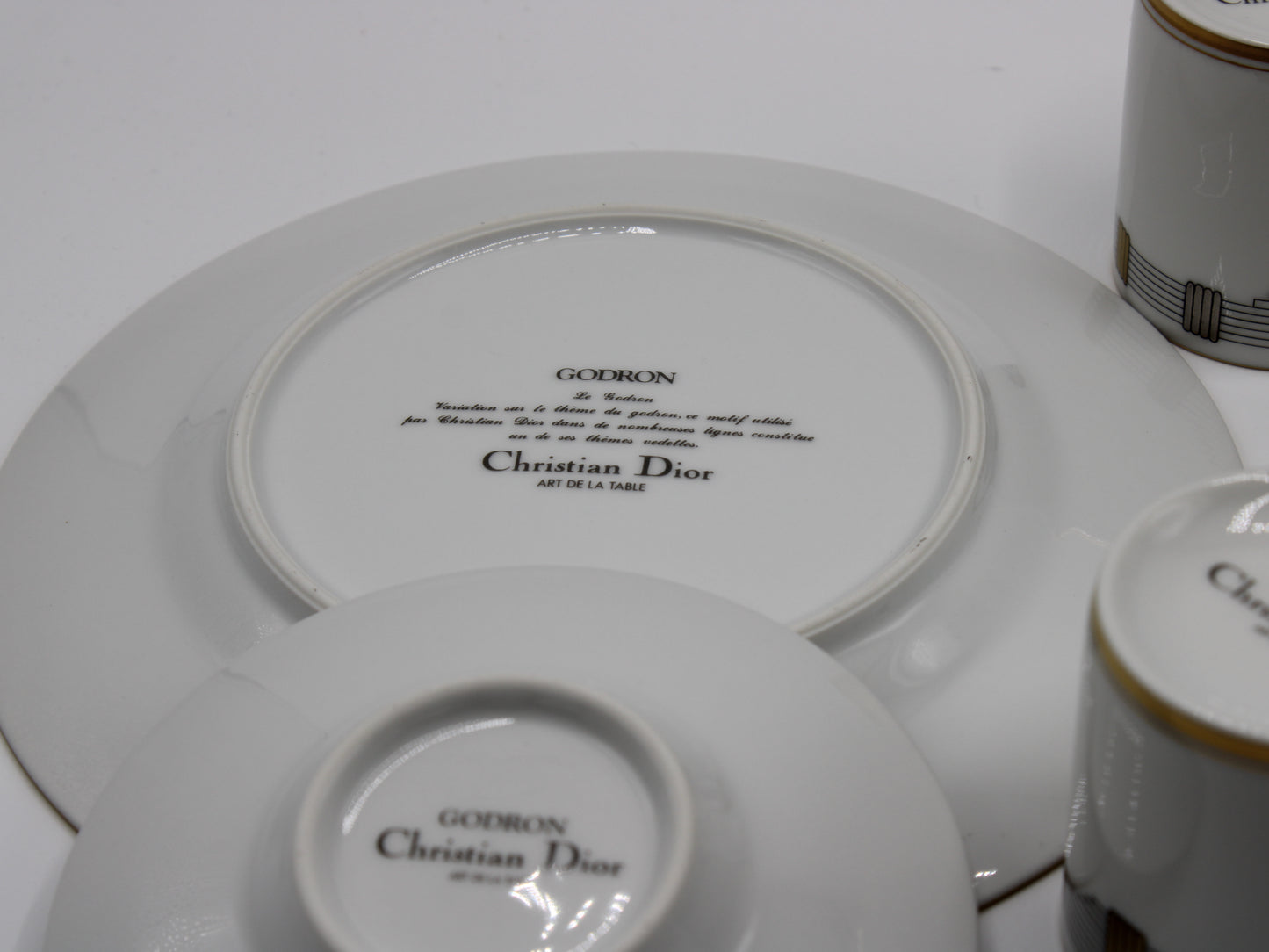 Christian Dior Godron Demitasse Porcelain Cup Plate Set