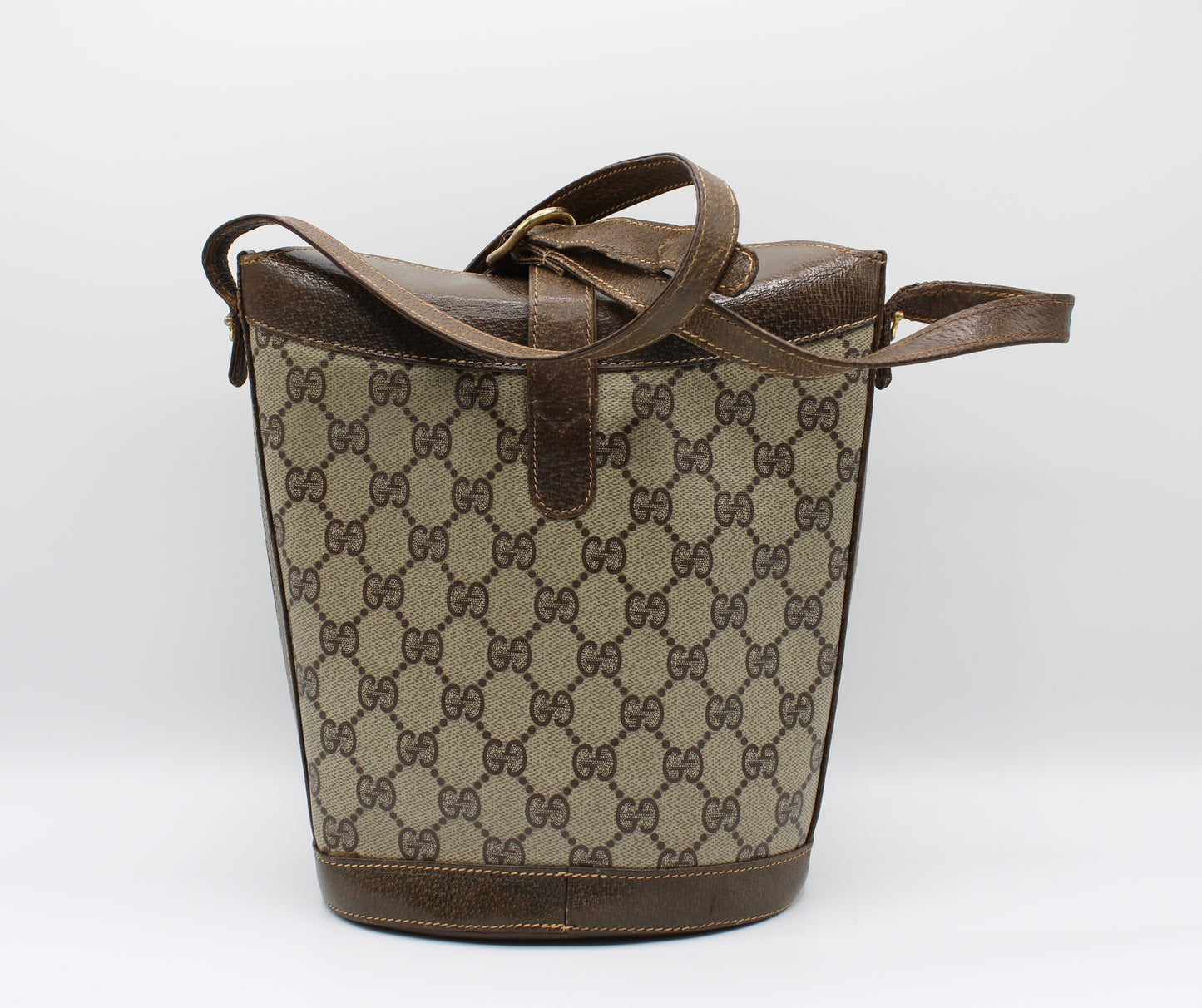 Gucci Ophidia Bag Mini Bucket Brown Leather Canvas Vintage