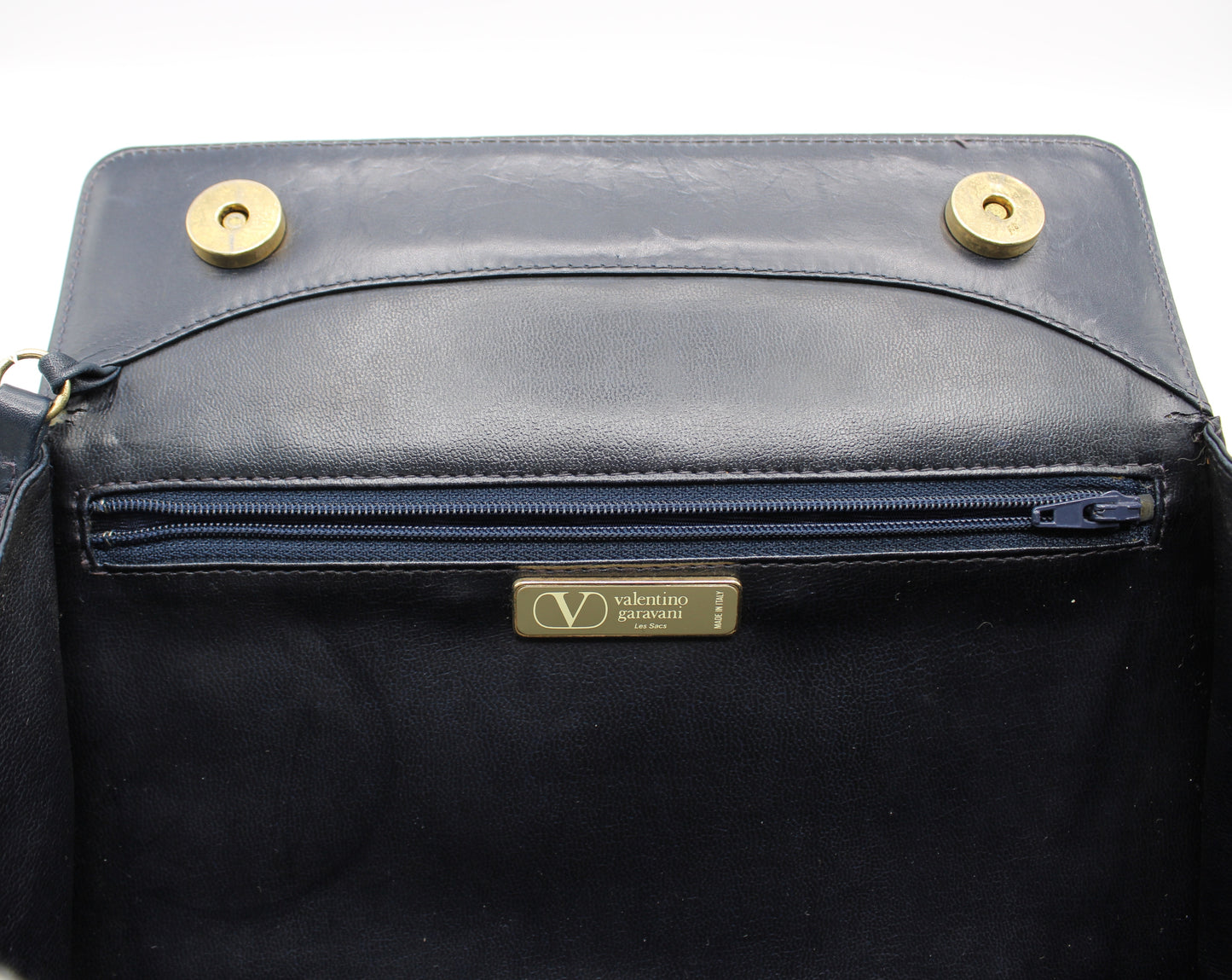 Valentino Garavani Dark Navy Blue Leather Crossbody Bag Vintage