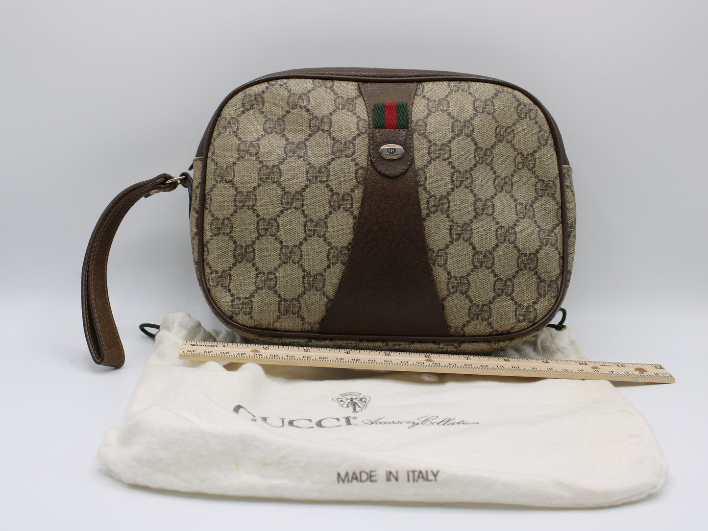 GUCCI Sherry Line GG Web Clutch Bag Vintage