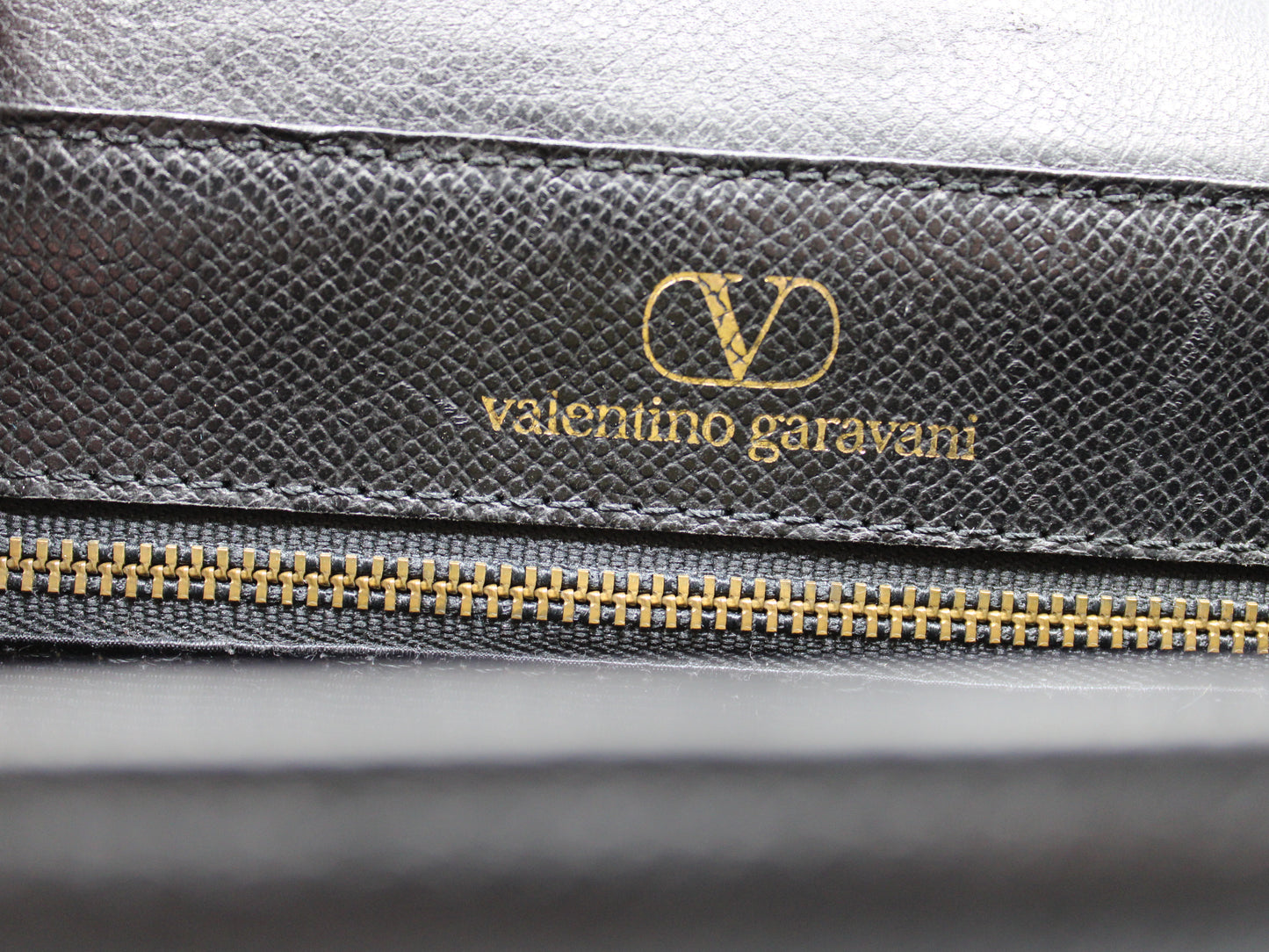 Valentino Garavani Black Leather Crossbody V Logo Bag Vintage