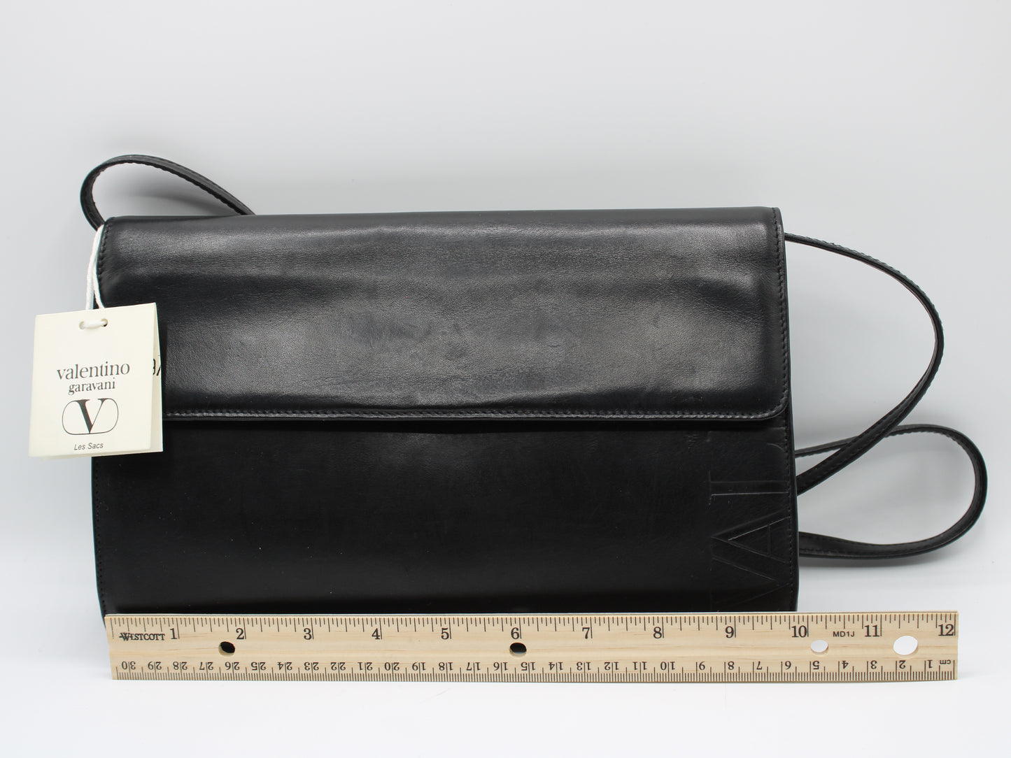 Valentino Garavani Classic Black Leather Convertible Crossbody Clutch Bag Vintage