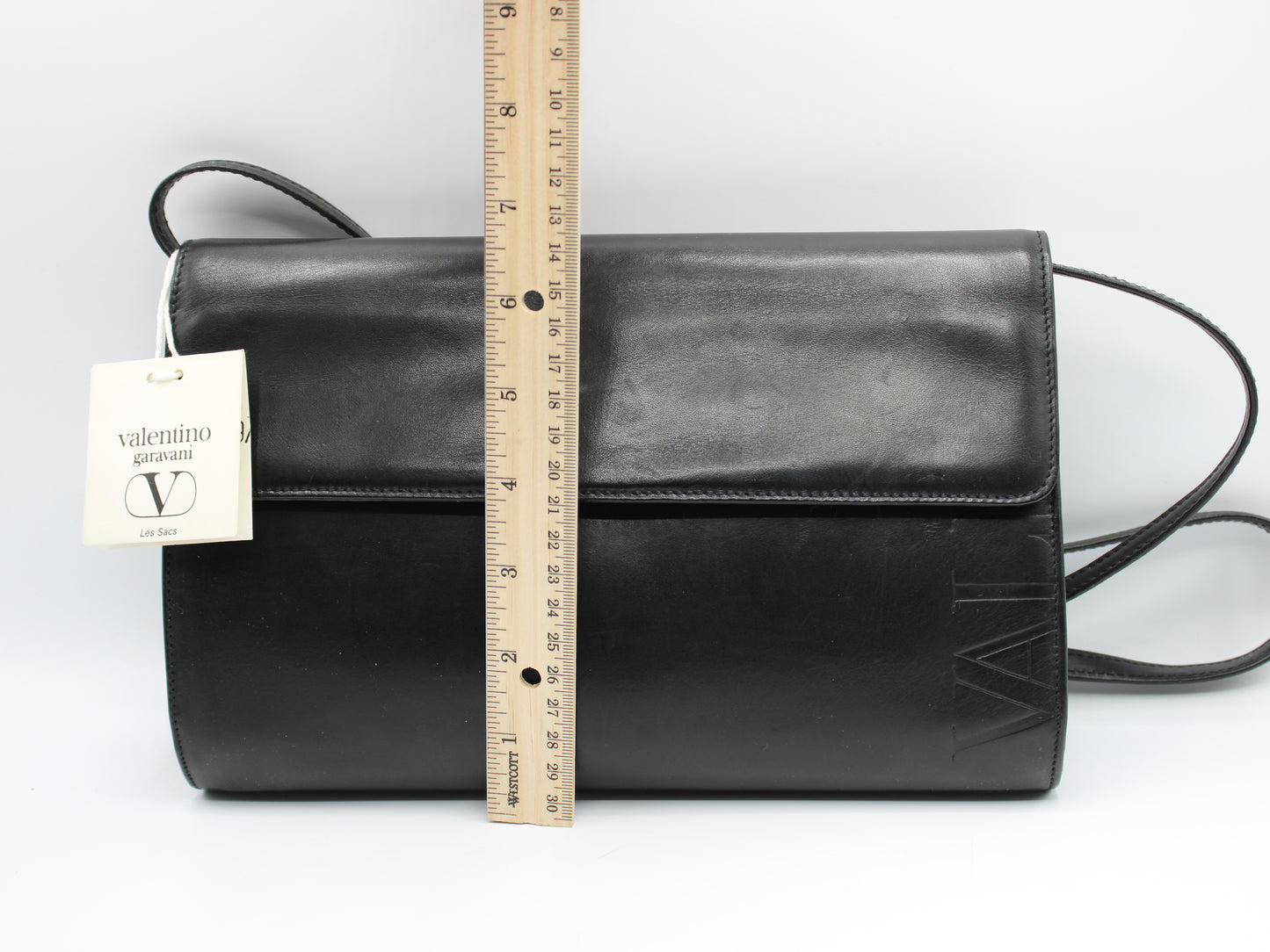 Valentino Garavani Classic Black Leather Convertible Crossbody Clutch Bag Vintage