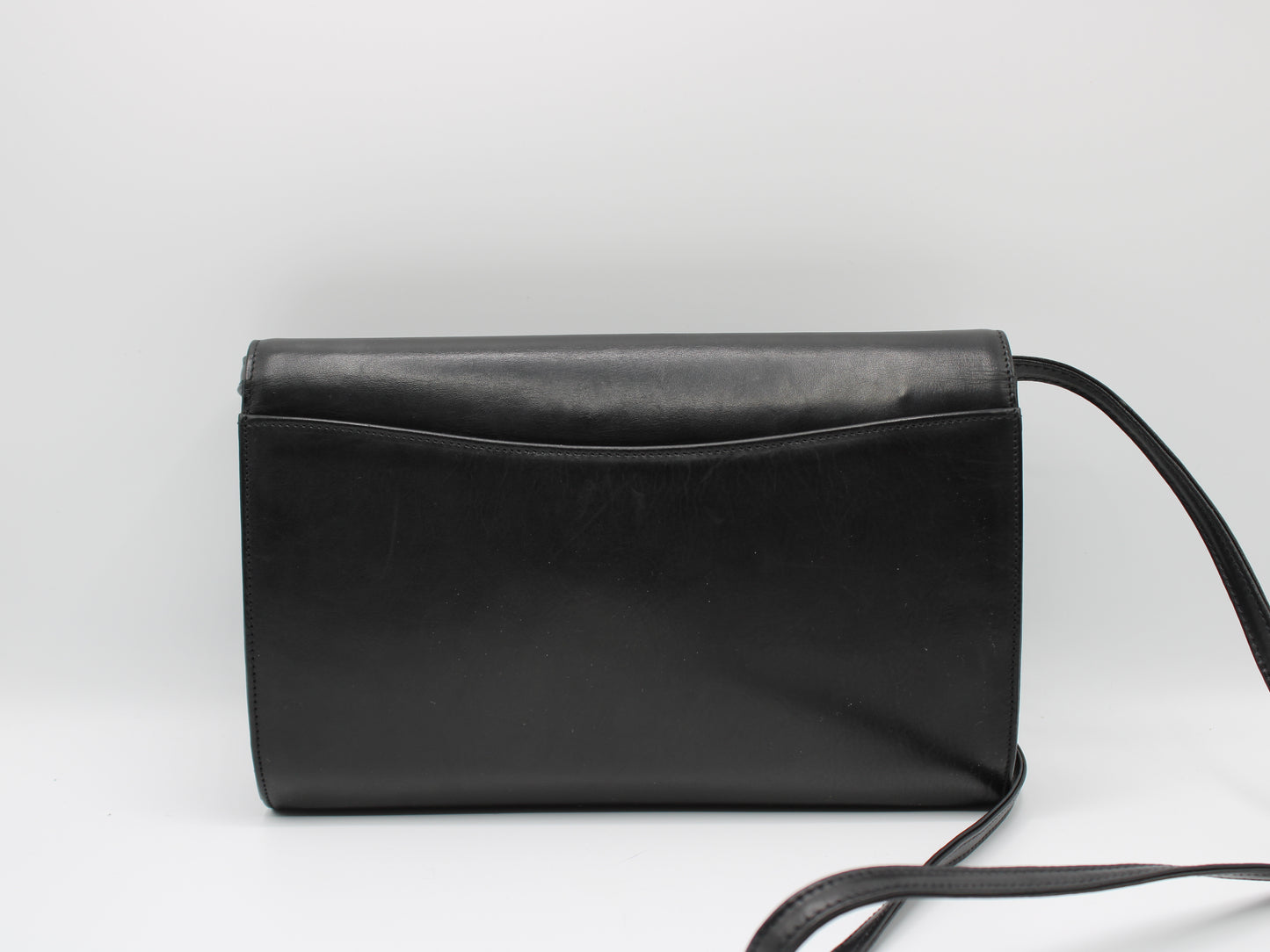 Valentino Garavani Classic Black Leather Convertible Crossbody Clutch Bag Vintage