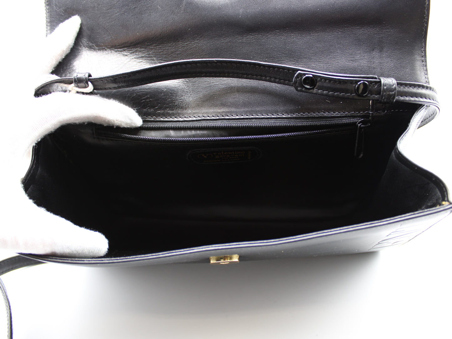 Valentino Garavani Classic Black Leather Convertible Crossbody Clutch Bag Vintage