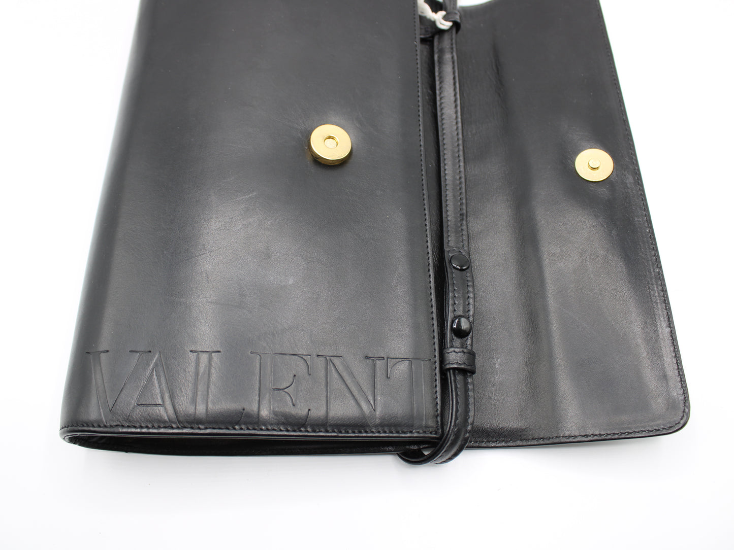 Valentino Garavani Classic Black Leather Convertible Crossbody Clutch Bag Vintage