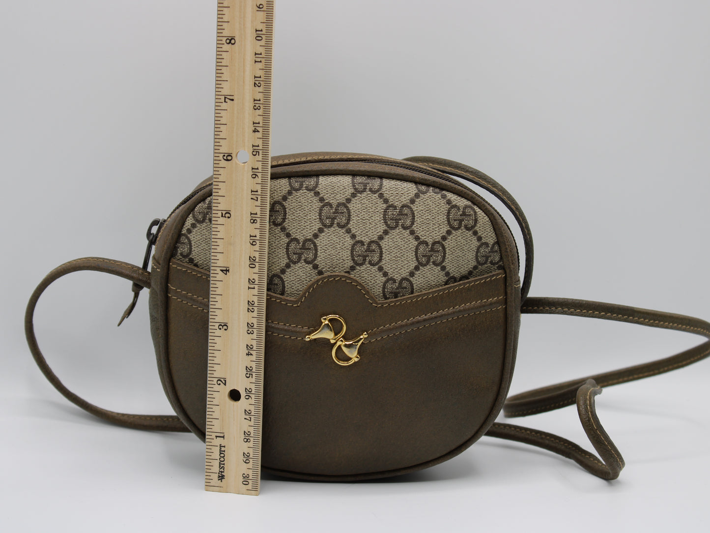 Gucci Horsebit 1955 Bag Brown Leather Canvas GG Vintage