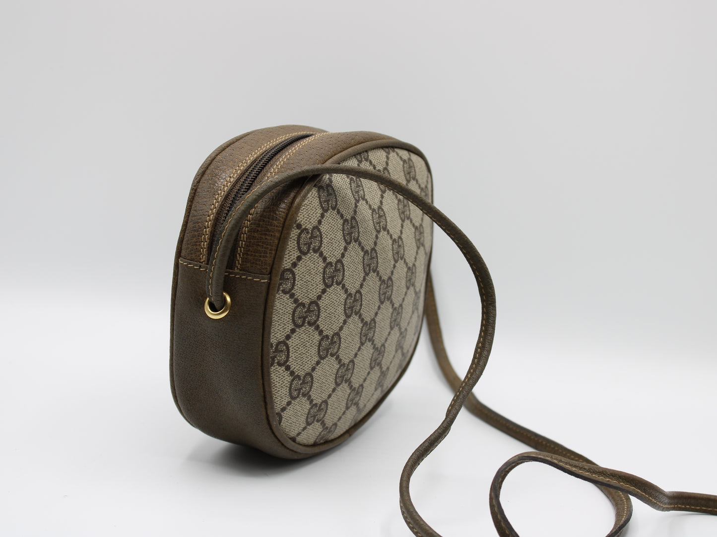 Gucci Horsebit 1955 Bag Brown Leather Canvas GG Vintage