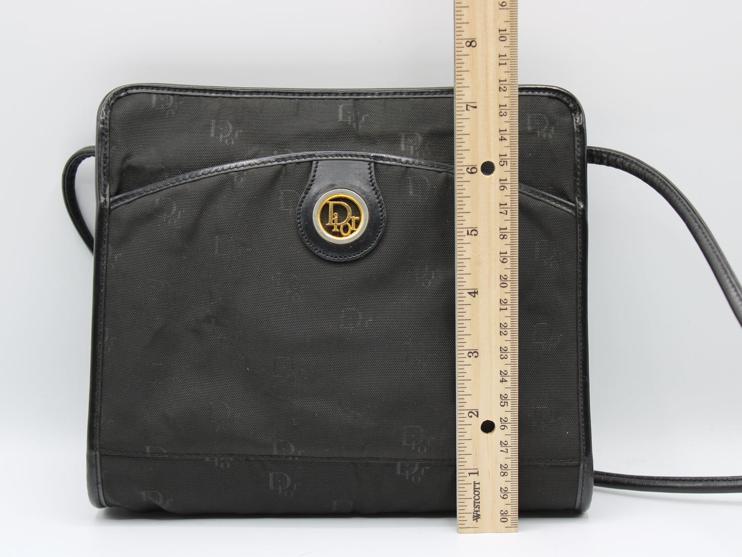 Christian Dior Bag Black Monogram Cloth Crossbody Vintage