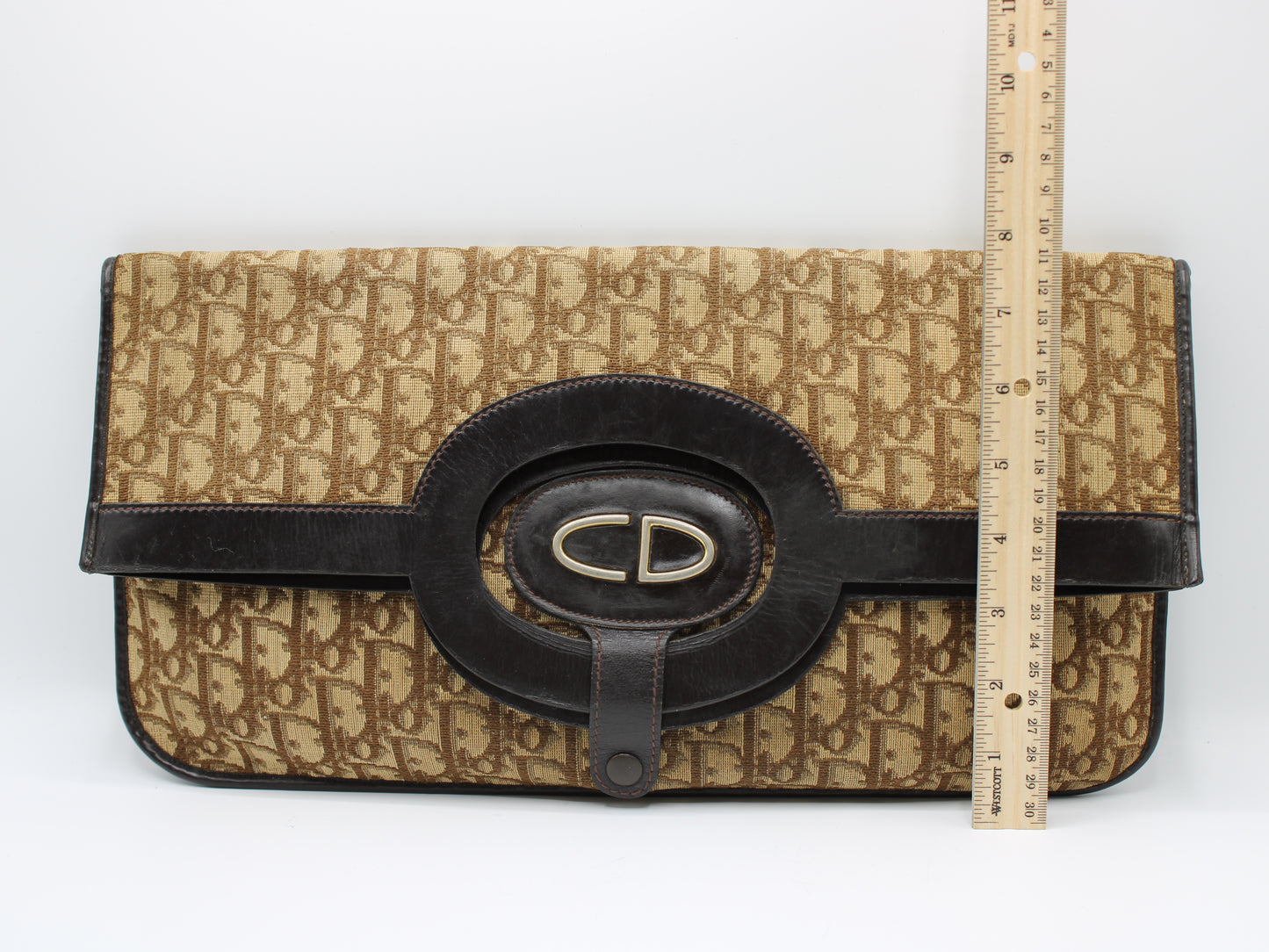 Christian Dior Fold-Over Monogram Clutch Bag Vintage