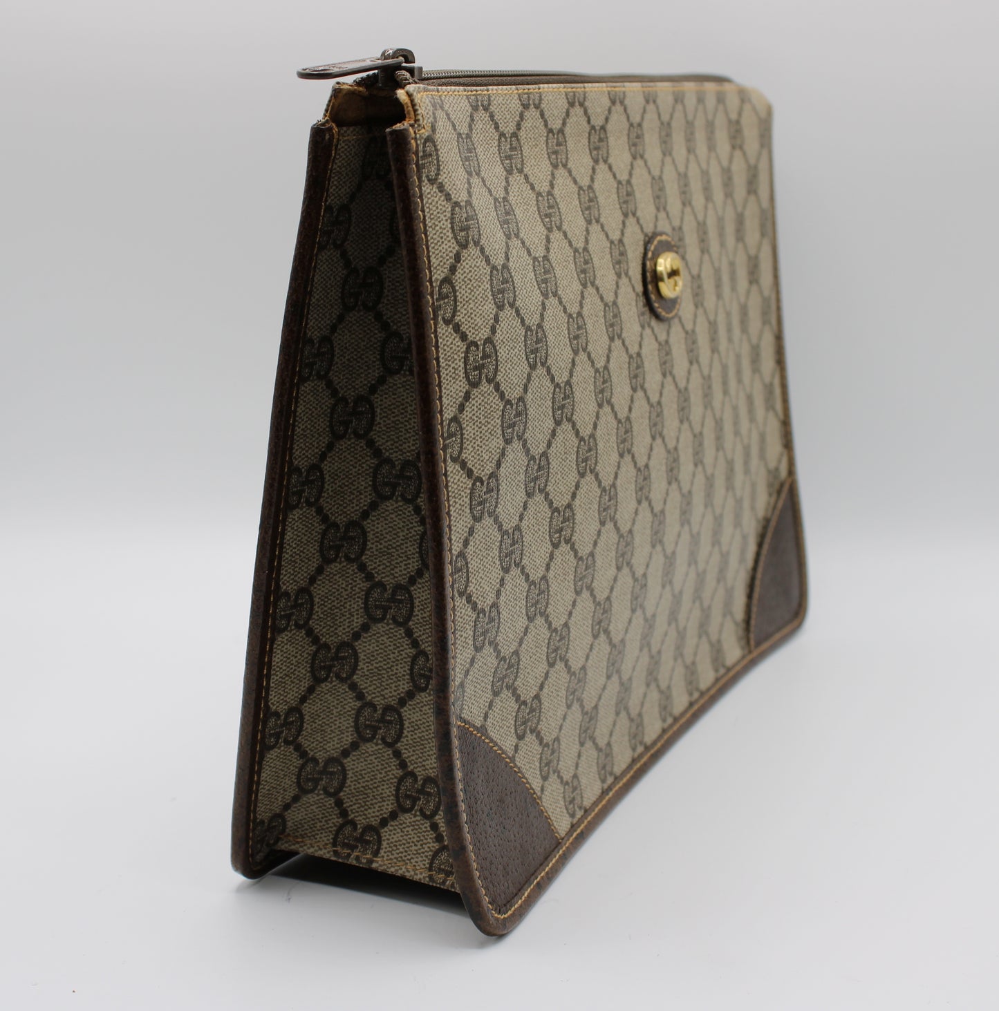 Gucci Ophidia Brown Canvas Clutch Bag Vintage