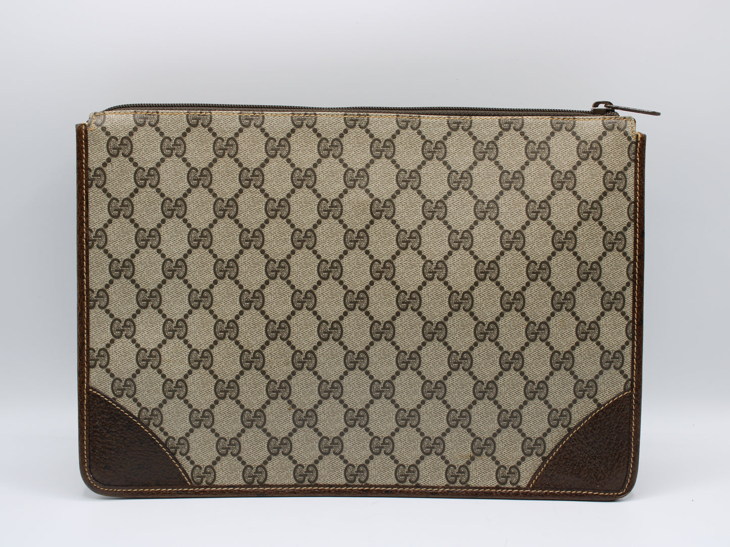 Gucci Ophidia Brown Canvas Clutch Bag Vintage