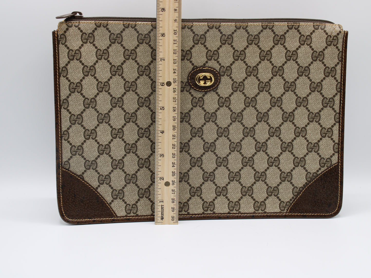 Gucci Ophidia Brown Canvas Clutch Bag Vintage