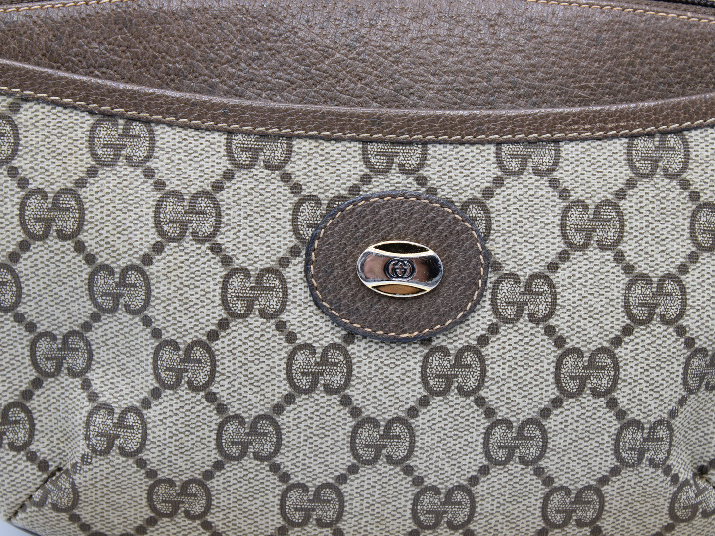 GUCCI GG Plus Brown Canvas Crossbody Bag Vintage