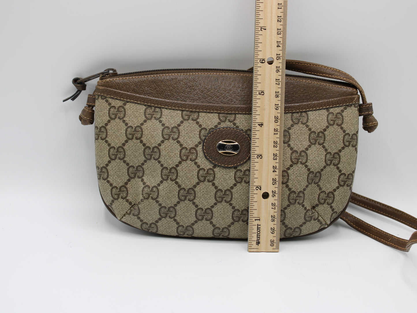 GUCCI GG Plus Brown Canvas Crossbody Bag Vintage